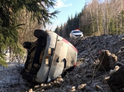 Автомобиль «Мицубиси Кольт» вылетел с трассы, машина врезалась в дерево и перевернулась